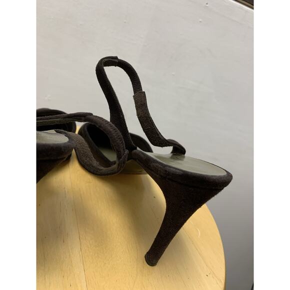 Vintage YSL Yves Saint Laurent Brown Sling back Kitten Heels Size 9 - Picture 5 of 6